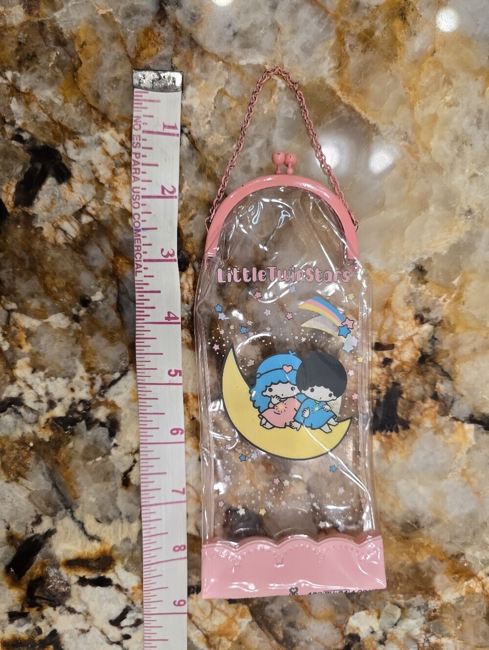 Vintage 1976 Sanrio Japan Little Twin Stars Clasp Case Vinyl Pink - Picture 4 of 5